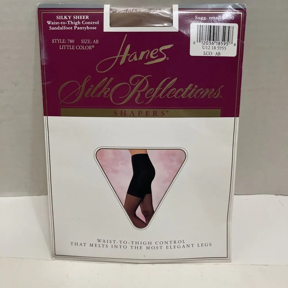 Hanes Silk Reflections Panty Hose Size AB Sandlefoot Silky Sheer Shapers